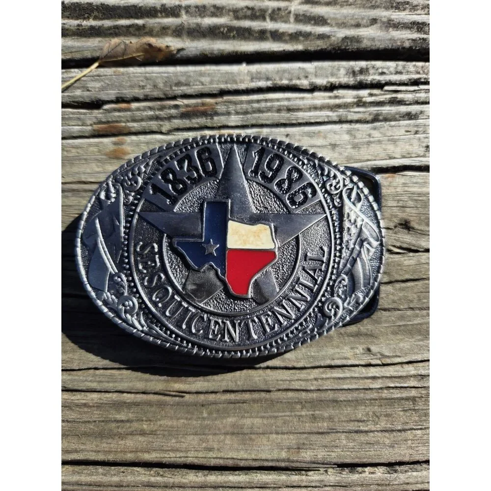 Vintage TL&B‎ Brass Texas Sesquicentennial 1836-1986 Metal Belt  Numbered 1508